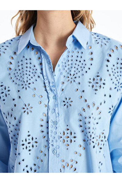 LC Waikiki Lcw Self Pattern Long Sleeve Oversize Women's Shirt Fashion