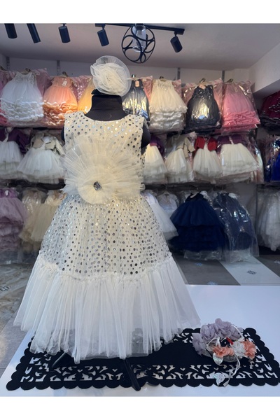 Prenses Peri Kids Female Child Evening Dress Party Buckle Accessory Detailed Dress Pattern