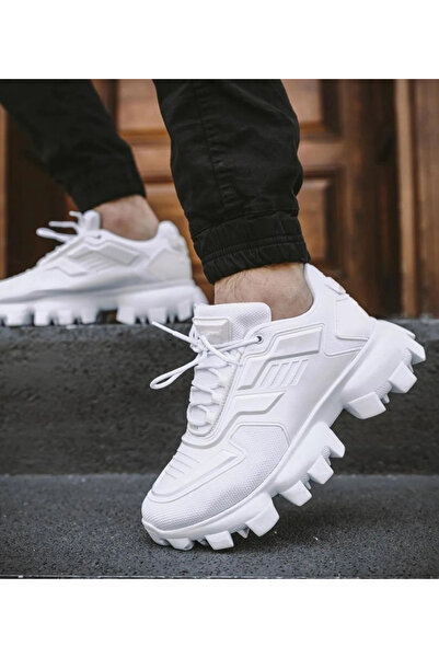 Rimex Unisex Απλή Λευκή Ψηλή Σόλα Casual Αθλητικά Παπούτσια Rm0158