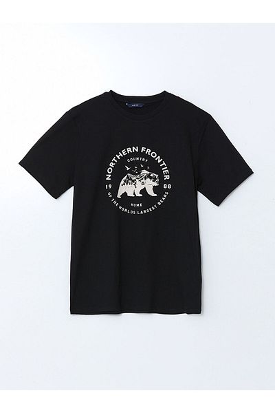 LC Waikiki New Season Crew Neck εμπριμέ χτενισμένο βαμβακερό ανδρικό Tisort - S5I086Z8