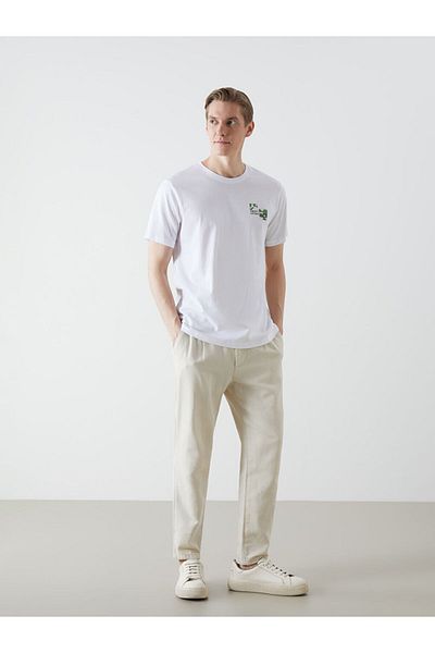 LC Waikiki Tricou pentru bărbați din bumbac pieptănat cu mânecă scurtă cu decolteu