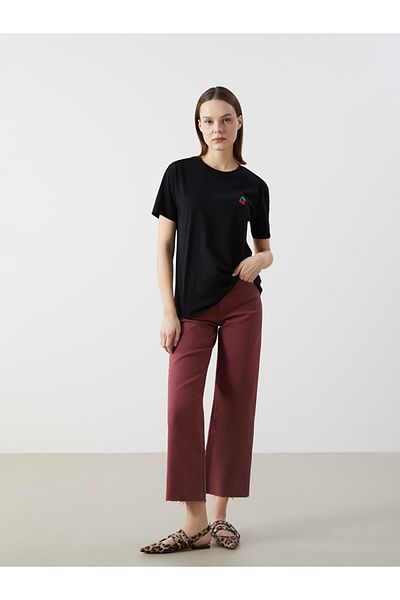 LC Waikiki Tricou de damă cu broderie cu decolteu rotund de sezon nou - S5GP20Z8