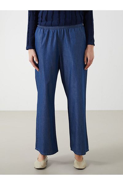 LC Waikiki Pantaloni de damă din denim cu talie elastică cu picioare largi de sezon nou - S5I500Z8