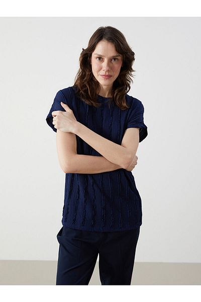 LC Waikiki New Season Crew Neck Textured Women's T-Shirt - S5G433Z8