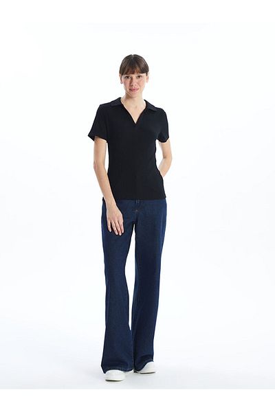 LC Waikiki New Black Polo Neck Women's T-Shirt