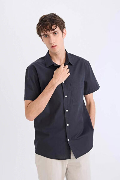 DeFacto Short Sleeve Anthracite Men's Shirt D7551Ax/Ar190