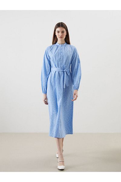 LC Waikiki Rochie de damă din popelin cu guler cu flori de sezon nou - S5LD81Z8