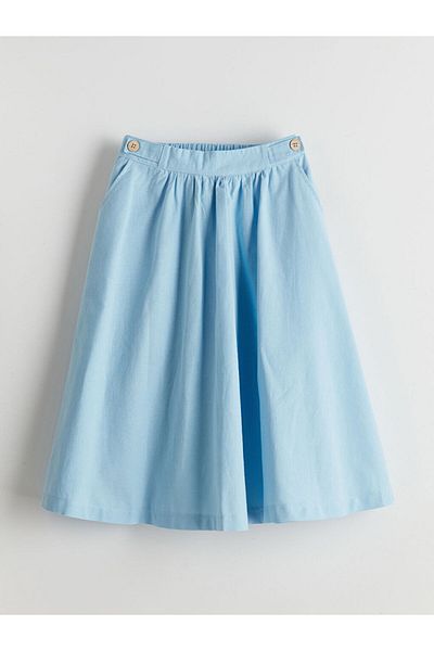 LC Waikiki Lcw Waist Elastic Linen Blend Girl's Skirt Fast Fashion
