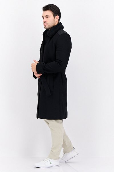 Hugo Boss Men Plain Belted Trench Coat, Black