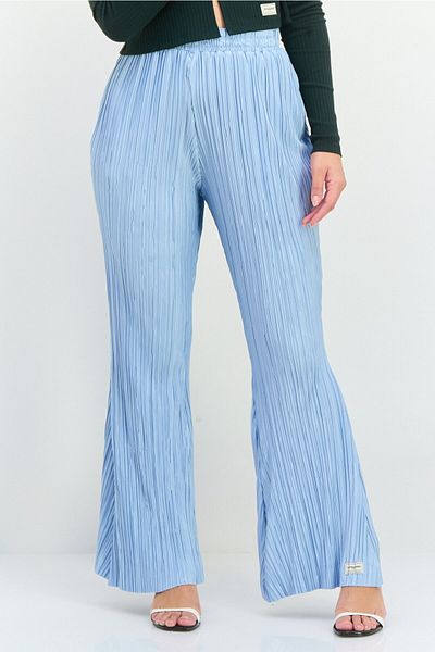 The Giving Movement Women Regular Fit Pleated Pull On Flared Pants, Light Blue
