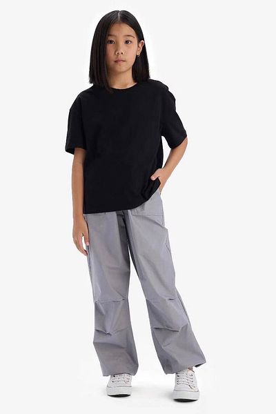 DeFacto Relax Fit Crew Neck Black Girl's T-Shirt D9099A8/Bk81