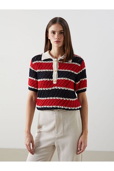 LC Waikiki Polo Neck Color Blocked Women's Knitwear Sweater