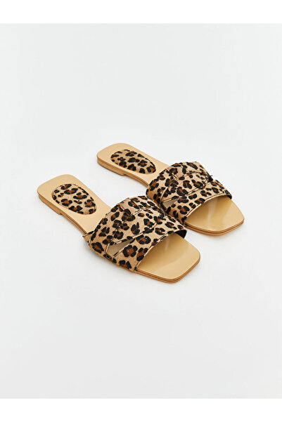 LC Waikiki Papuci de casă pentru femei cu model leopard mixt LCW HOME