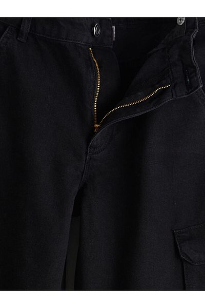 LC Waikiki Girl's Cargo Jean Trousers with Adjustable Elastic Waist