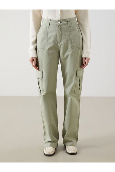 LC Waikiki Pantaloni cargo pentru femei Gabardine cu potrivire standard