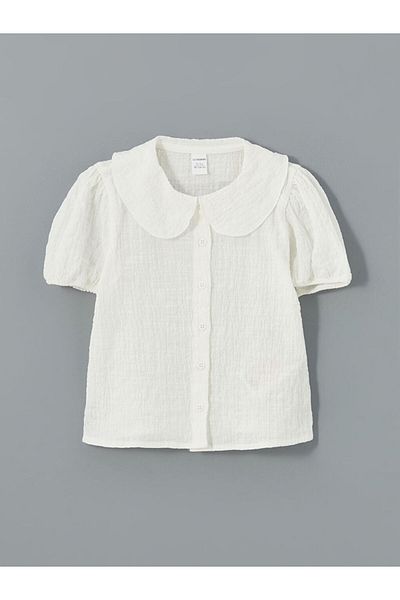 LC Waikiki Baby Collar Short Sleeve Basic Girl's Shirt