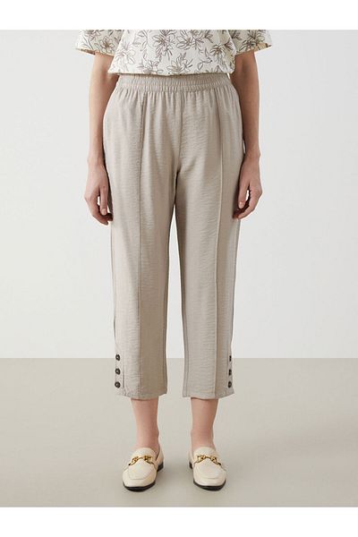 LC Waikiki Linen Look Women's Trousers with Elastic Waist