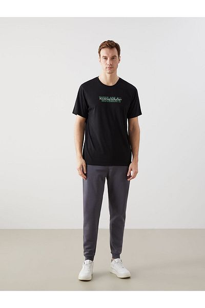LC Waikiki Tricou pentru bărbați din bumbac pieptănat cu mânecă scurtă cu decolteu LCW