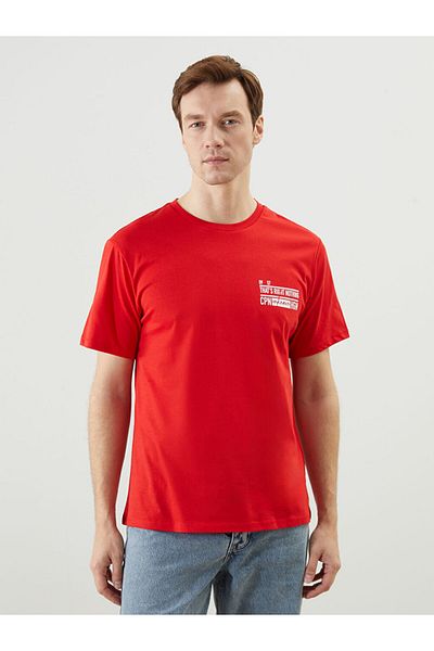 LC Waikiki New Season Crew Neck Κοντό μανίκι εμπριμέ χτενισμένο βαμβακερό ανδρικό Tisort - S5II68Z8