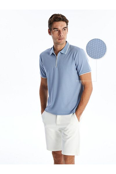 LC Waikiki Tricou texturat pentru bărbați cu mânecă scurtă cu guler polo sezon nou - S4DL40Z8