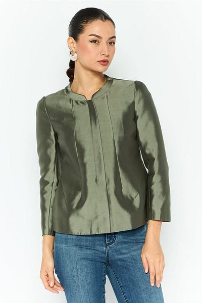 Emporio Armani Women Regular Fit Long Sleeve Solid Blazer, Sage Green