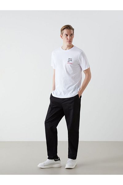 LC Waikiki Ανδρικό μπλουζάκι LCW Crew με κοντό μανίκι με εμπριμέ χτενισμένο βαμβάκι