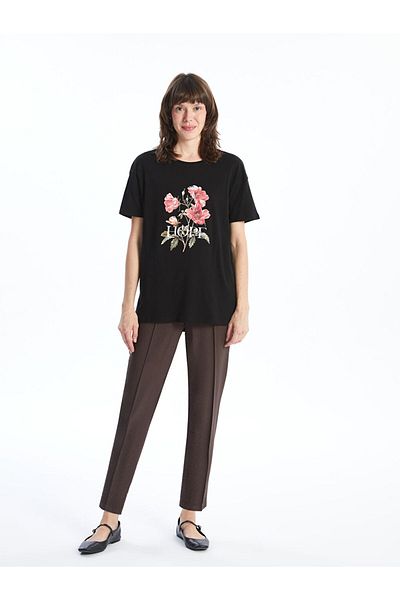 LC Waikiki Tricou de damă cu gât cu flori