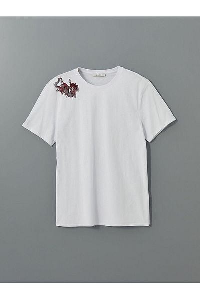 LC Waikiki Tricou pentru bărbați din bumbac pieptănat cu imprimeu cu decolteu rotund de sezon nou - S5JI70Z8