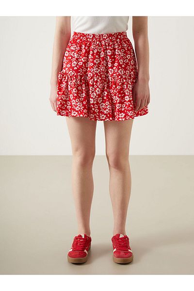 LC Waikiki Women's Floral Skirt with Elastic Waist and Shorts