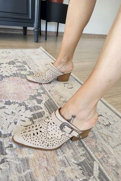 Topukla Footwear 019 502 Γυναικείες καλοκαιρινές παντόφλες Sabo με τακούνι πάχους 6 cm