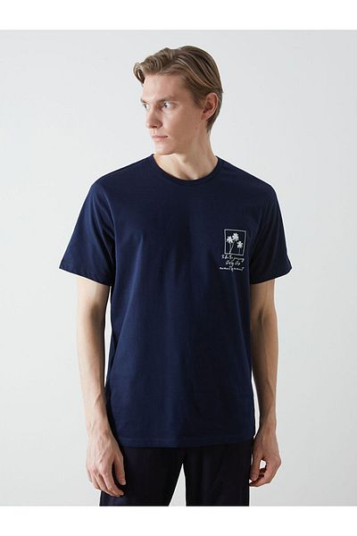 LC Waikiki Tricou pentru bărbați din bumbac pieptănat cu mânecă scurtă cu decolteu LCW