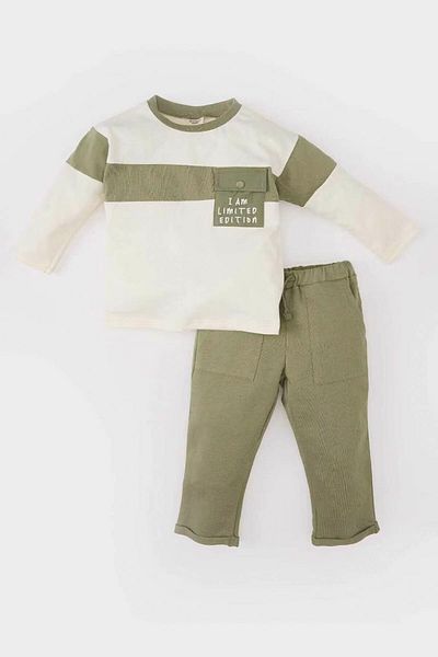 DeFacto Ecru Baby Boy Top and Bottom Set B9266A5/Er91