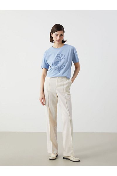 LC Waikiki Tricou de damă cu decolteu cu flori de sezon nou - S5EQ32Z8