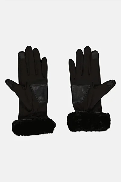London Fog Women Textured Gloves, Black