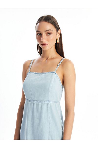 LC Waikiki Rochie de damă din blugi cu guler pătrat de sezon nou - S4KK14Z8