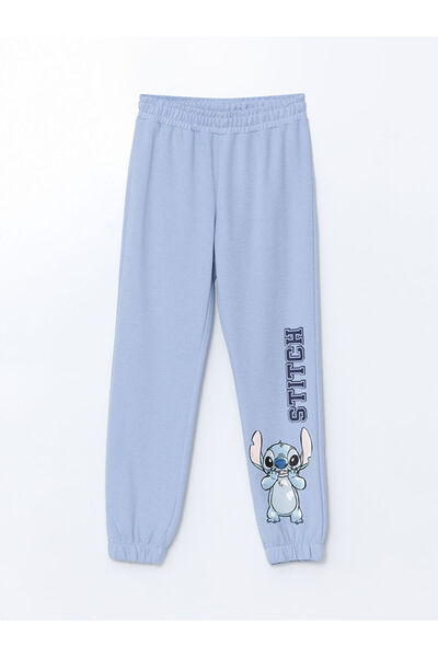 LC Waikiki Blue Elastic Waist Stitch Printed Girls' Jogger Pants Sweatpants