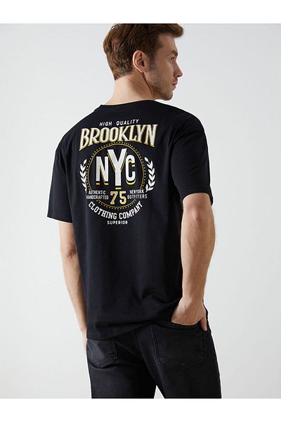 LC Waikiki New Season Crew Neck με κοντό μανίκι εμπριμέ χτενισμένο βαμβακερό ανδρικό Tisort - S5I572Z8