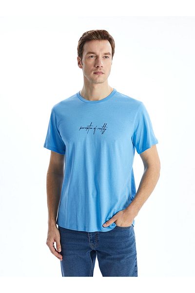 LC Waikiki Tricou pentru bărbați din bumbac pieptănat cu mânecă scurtă cu decolteu și imprimeu de sezon nou - S5KU20Z8