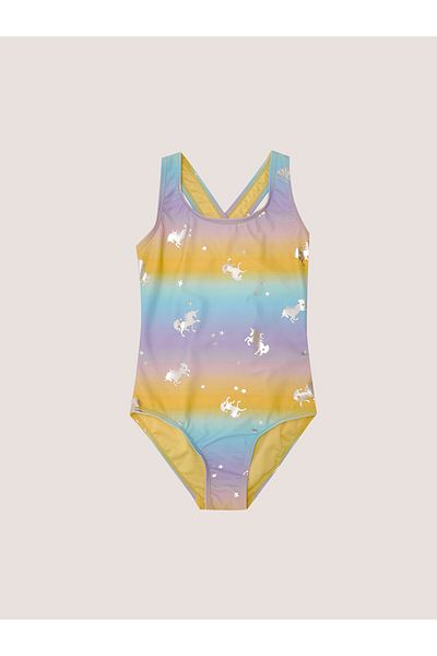 LC Waikiki Lcw Printed Girl's Swimsuit Made of Stretch Fabric Fast Fashion