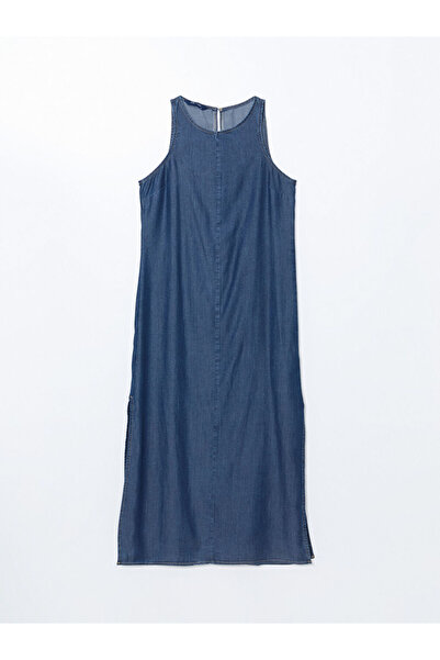 LC Waikiki Indigo crew neck women's jean dress