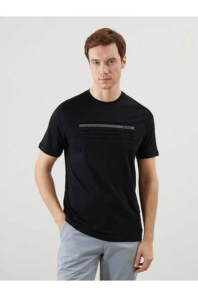 LC Waikiki New Season Crew Neck Κοντό μανίκι εμπριμέ χτενισμένο βαμβακερό ανδρικό Tisort - S5FA44Z8