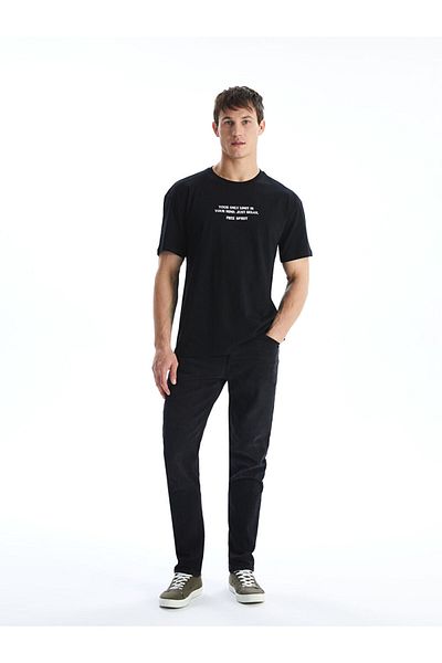 LC Waikiki Νέα σεζόν Crew Neck κοντομάνικο εμπριμέ χτενισμένο βαμβακερό ανδρικό Tisort - S5I306Z8