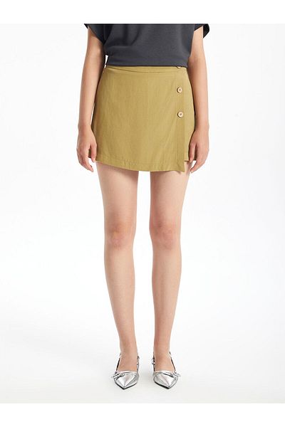 LC Waikiki Lcw Standard Fit Straight Linen Blend Women's Shorts Skirt Fast Fashion