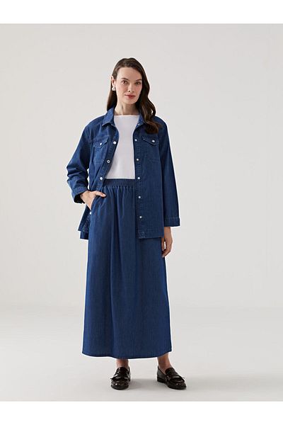 LC Waikiki Fusta de jeans pentru femei cu talie elastică sezon nou - S5GI76Z8