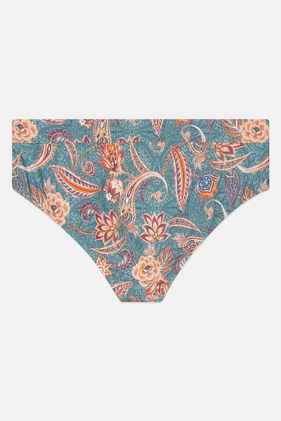 Esprit Women Floral Pattern Pull On Bikini Bottom, Dusty Blue