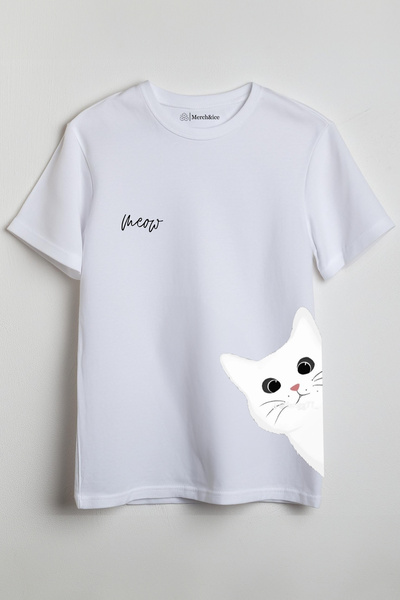 Merch&ice Bela mačka Meow Štampano Unisex T-shirt