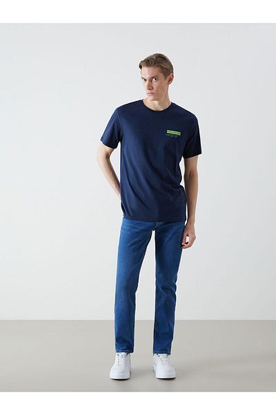 LC Waikiki New Season Crew Neck Κοντό μανίκι εμπριμέ χτενισμένο βαμβακερό ανδρικό Tisort - S5J285Z8