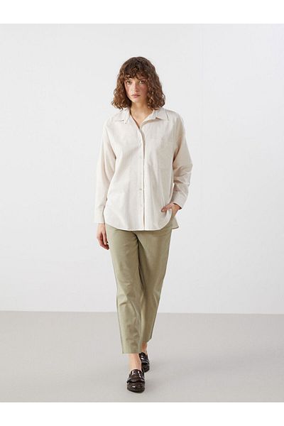 LC Waikiki New Season Elastic Waist Linen Blend Women's Trousers - S5Hm22Z8