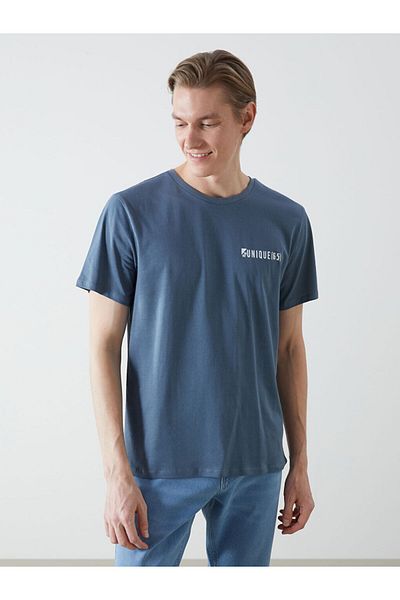 LC Waikiki Tricou pentru bărbați din bumbac pieptănat cu mânecă scurtă cu decolteu LCW