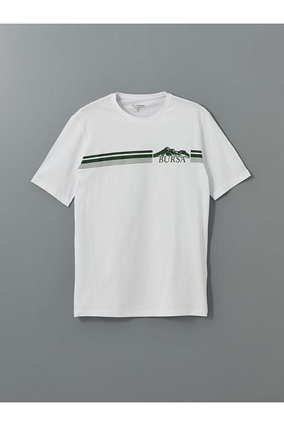 LC Waikiki Tricou pentru bărbați din bumbac pieptănat cu imprimeu Bursa cu gât crew